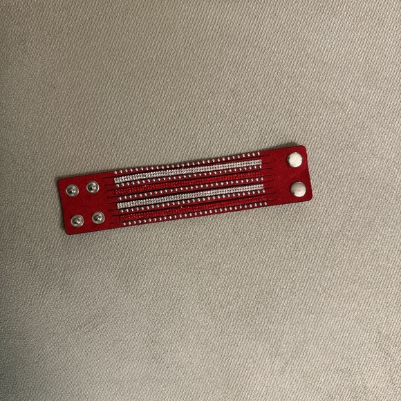 Set of 5 Rhinestone Multi-Row Snap Cuff Bracelets - Picture 6 of 13